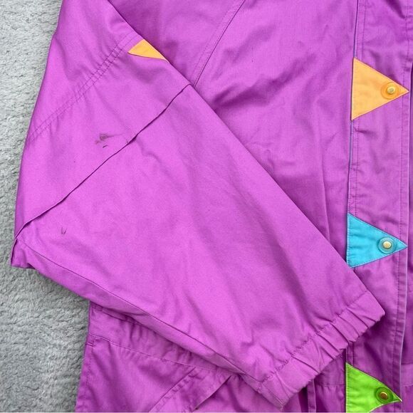 Vintage Vine Below Coat Womens‎ Large Zepel Treated Colorful Funky 80s Zip Snap - Picture 7 of 12